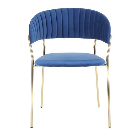Lumisource Tania Chair in Gold Metal with Blue Velvet, PK 2 CH-TANIA AUVBU2